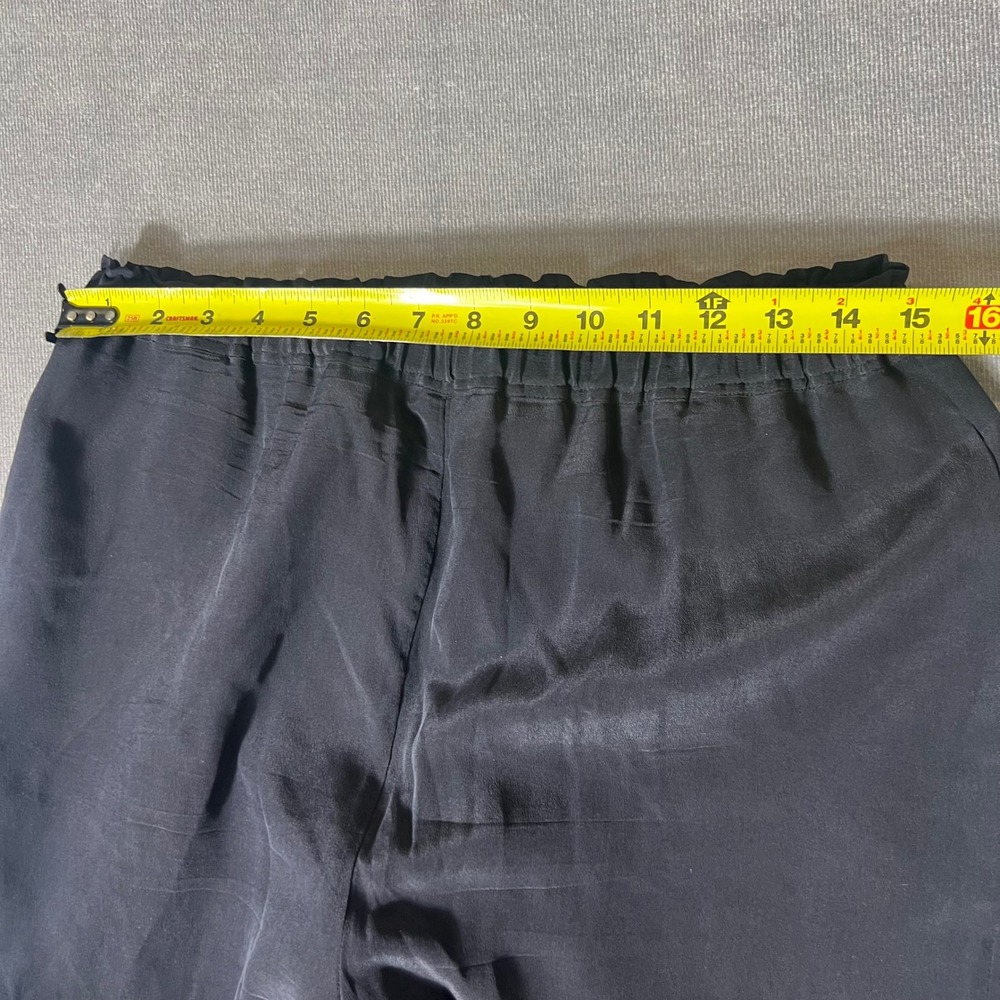 Anna And Frank 100% Silk Black Elastic Waist Straight-Leg Pants - Picture 6 of 8